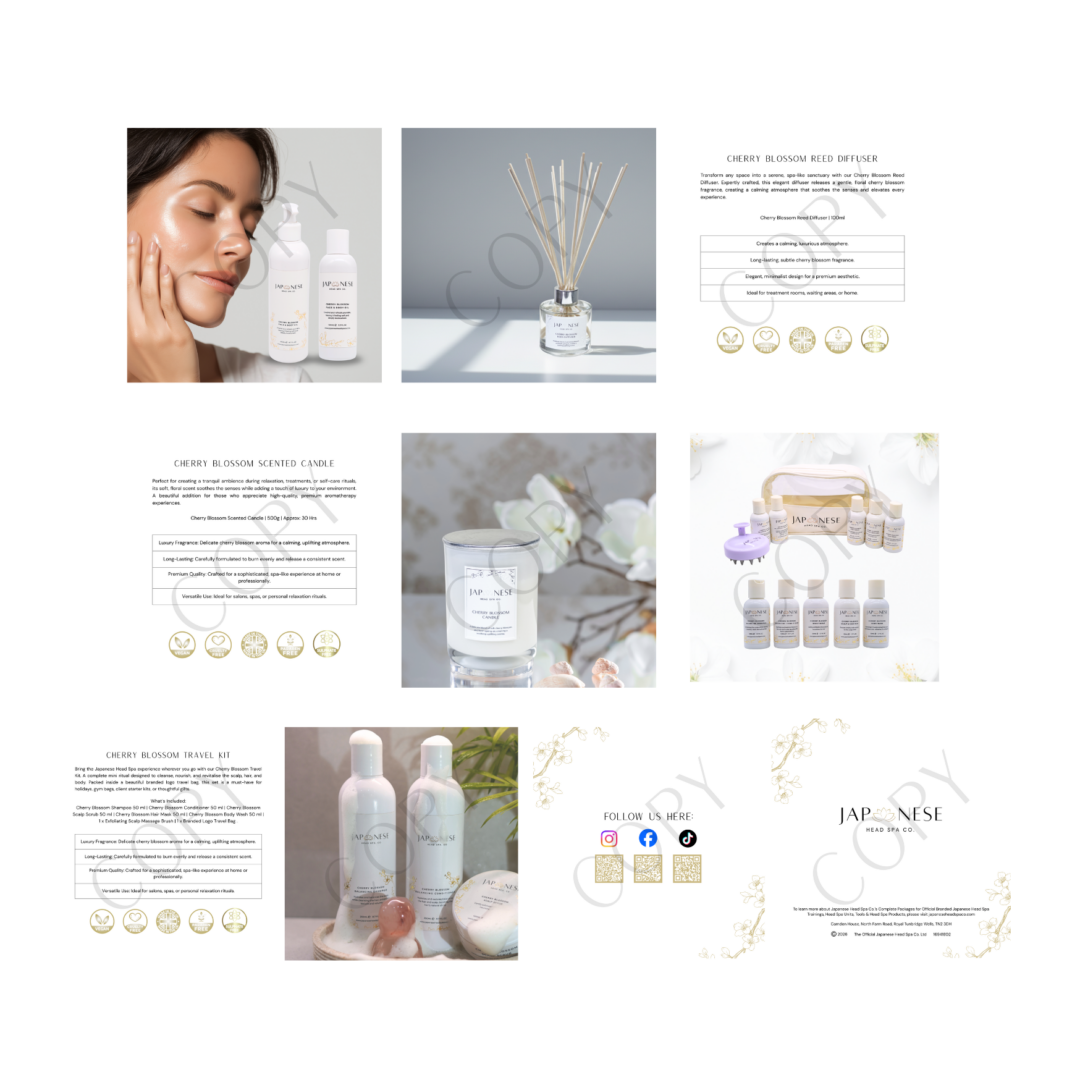 Брошура за продуктовата серия Cherry Blossom на Japanese Head Spa - 10 БР.