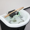 Japanese Head Spa черен кръгъл хибриден модул с водопроводна връзка (вкл. парогенератор, капак и воден нагревател)