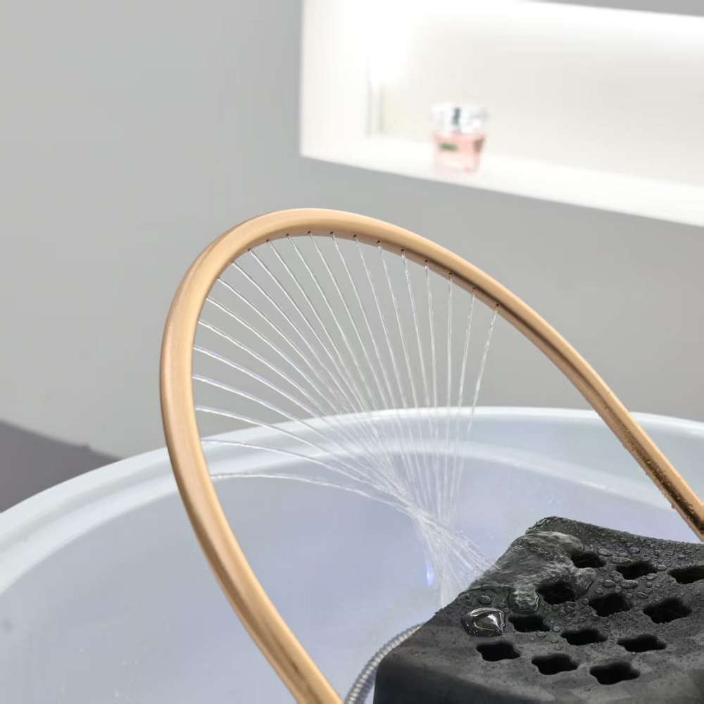 Japanese Head Spa черен кръгъл хибриден модул с водопроводна връзка (вкл. парогенератор, капак и воден нагревател)