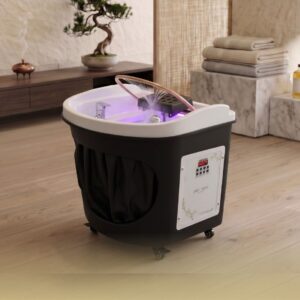 Japanese Head Spa черен кръгъл хибриден модул с водопроводна връзка (вкл. парогенератор, капак и воден нагревател)